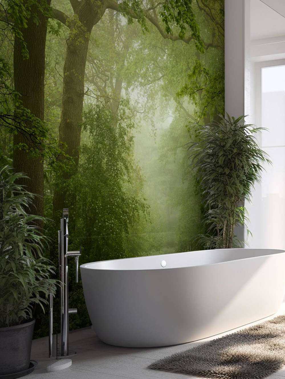 Leśna ścieżka we mgle