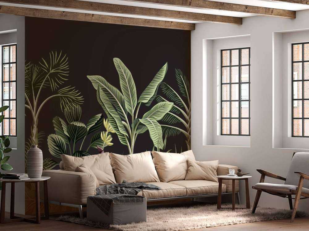 Tropikalna palma na ciemnym tle