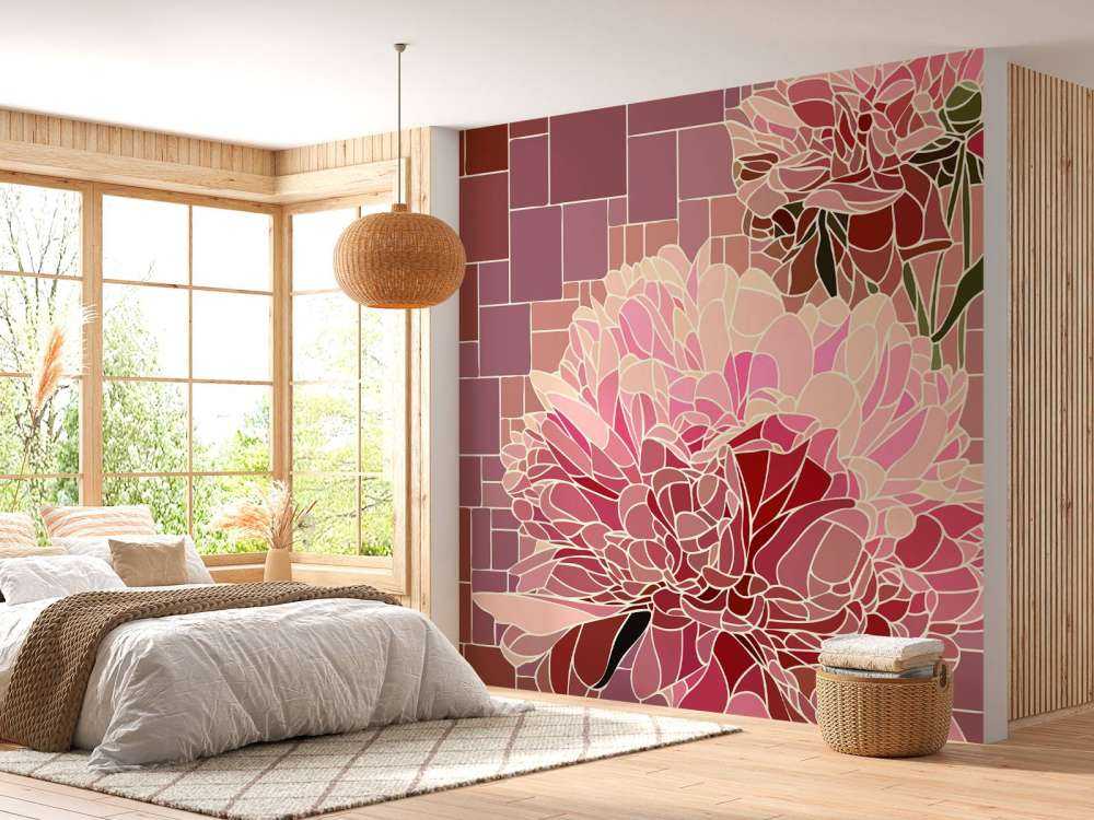 Mozaika z różowych kwiatów