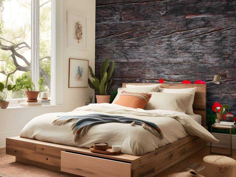 Drewno zwietrzałe z kwiatami