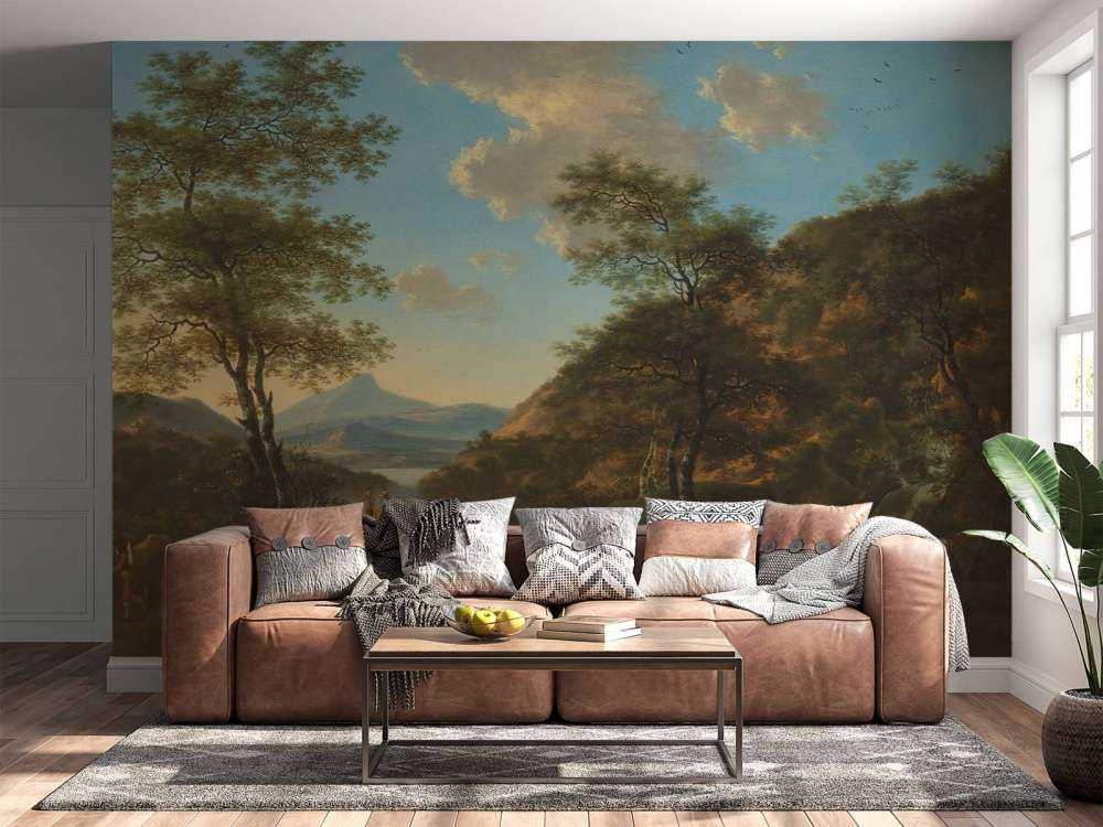 Włoski krajobraz z artystą