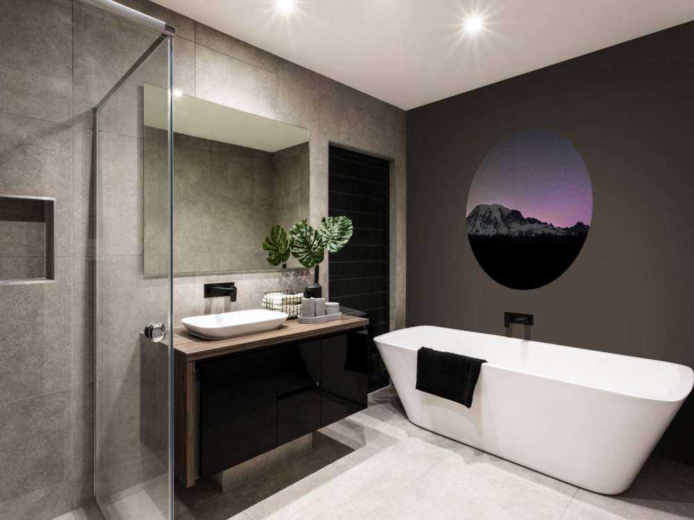 Góra Rainier z północnymi światłami