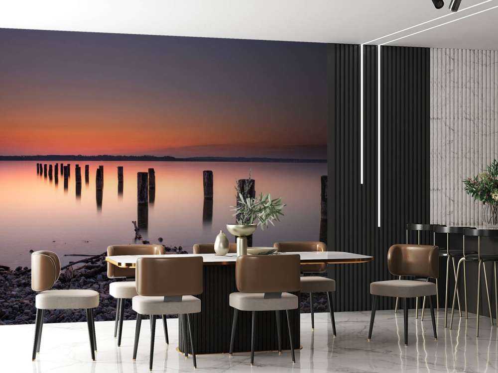 Różowa spokojna plaża