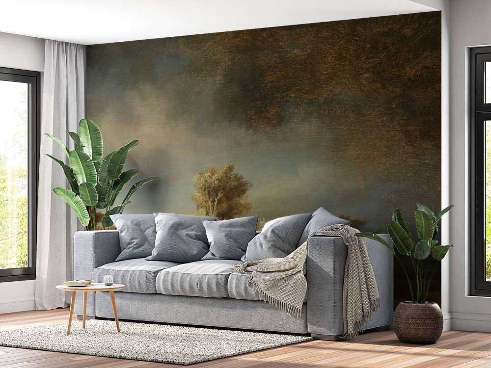 Krajobraz z kamiennym mostem