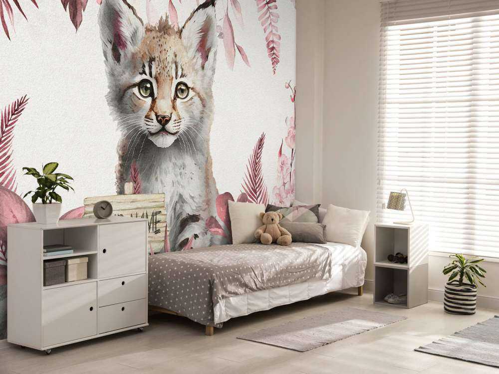 Mały ryś w dżungli różowy