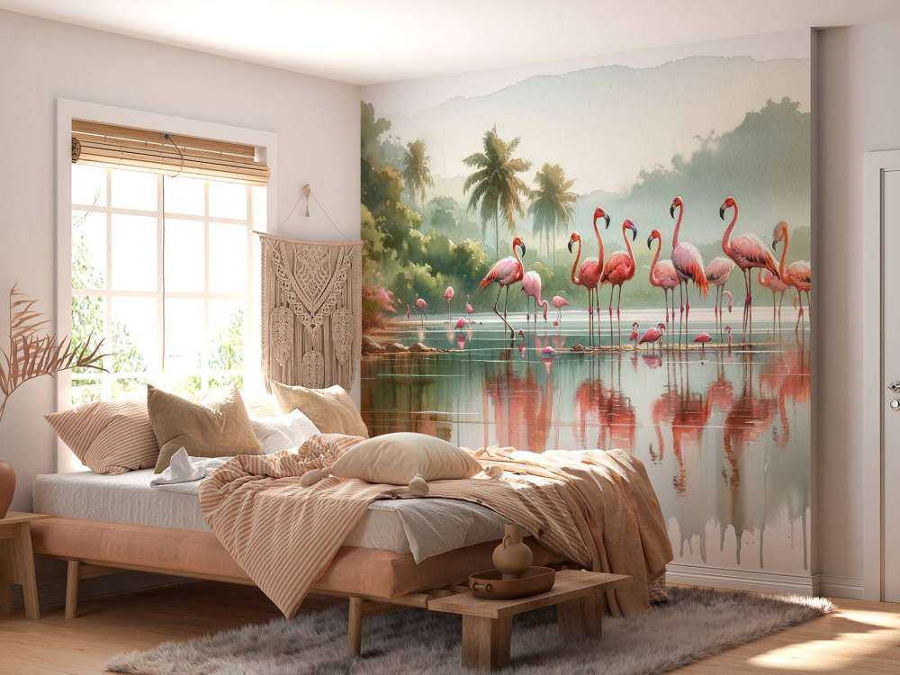 Poranne odbicia flamingów