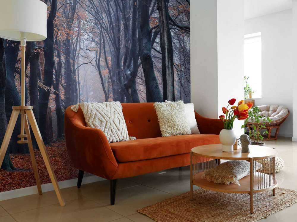 Leśna ścieżka z liśćmi