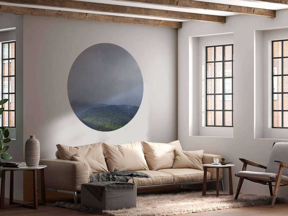 Chmury nad drzewami w górach