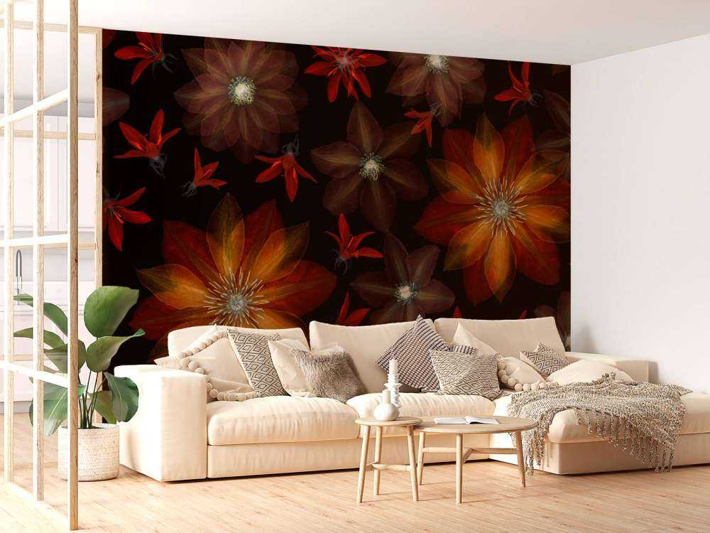 Czerwone kwiaty clematisa