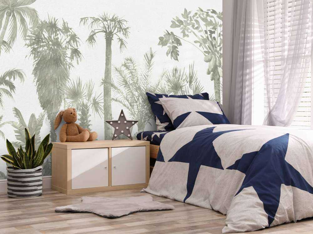 Motyw dżungli w kolorze zielonym