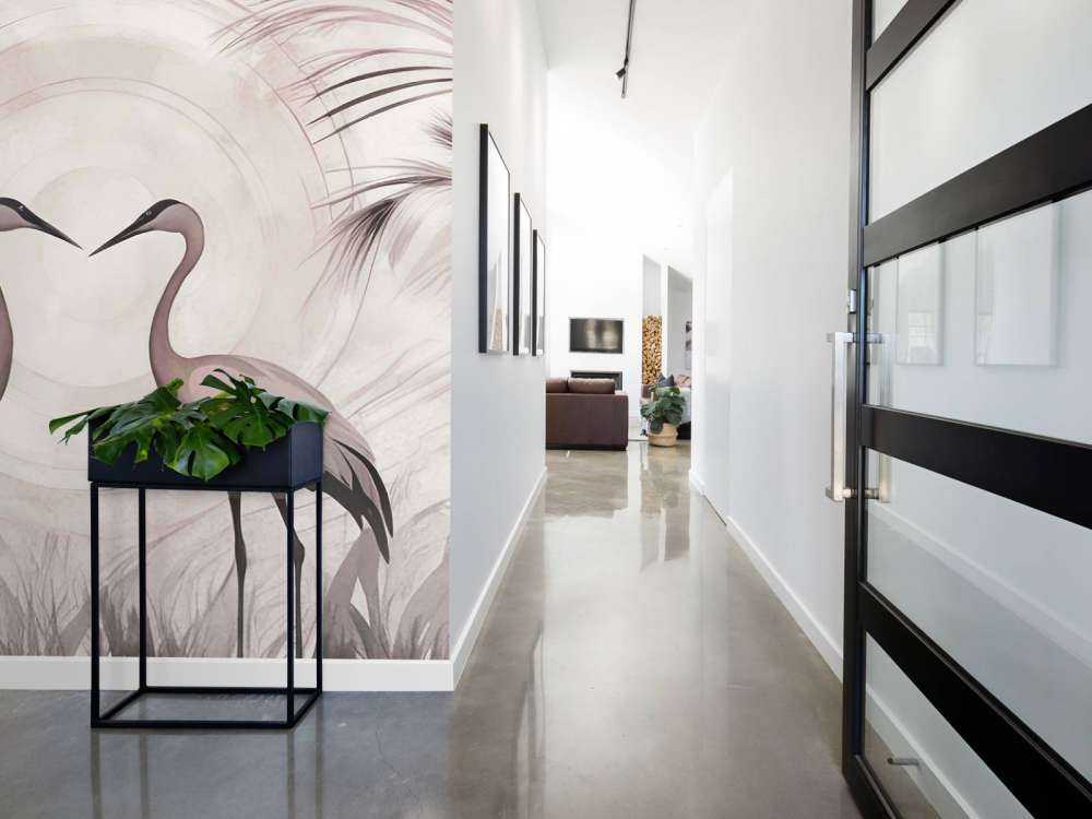 Żurawie o zachodzie słońca różowego