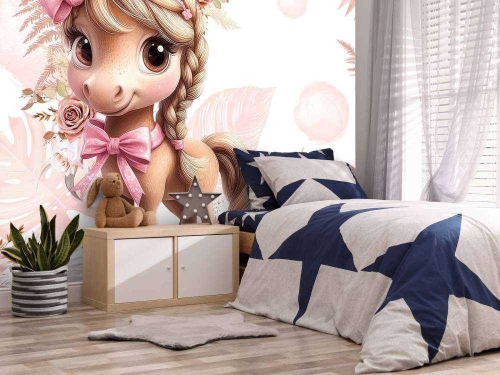 Elegancki kucyk z różową kokardą