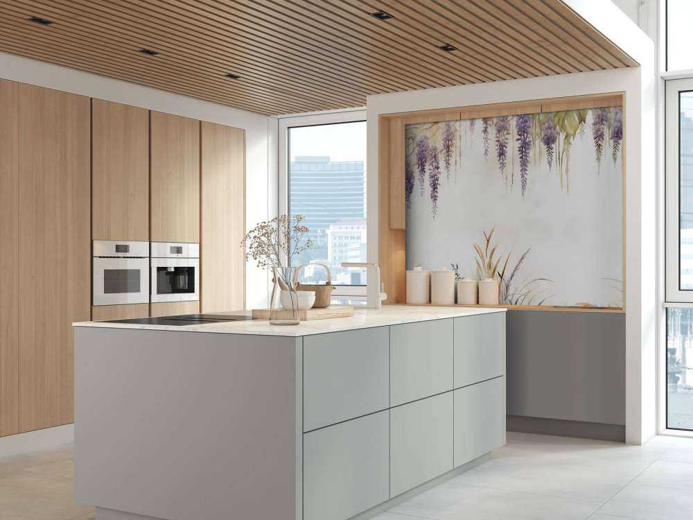 Wisteria i trawy polne niebieskie