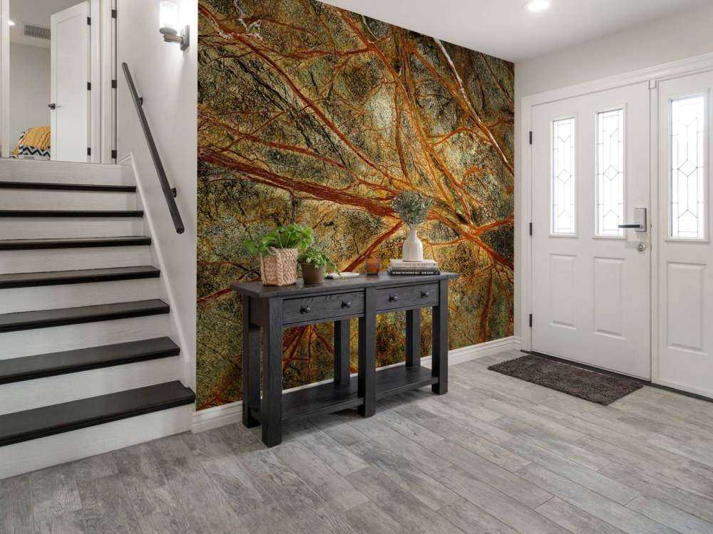 Zielony marmur z kolorowymi żyłkami