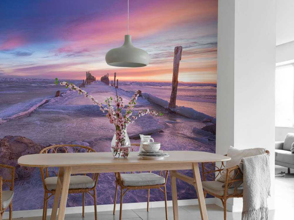 Głowice kijów na zamarzniętym Morzu Bałtyckim