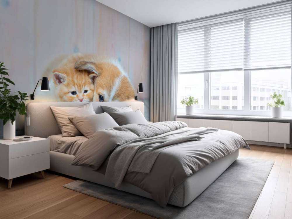 Tapeta dla kota. Zdjęcie kociaka i szczeniaka.