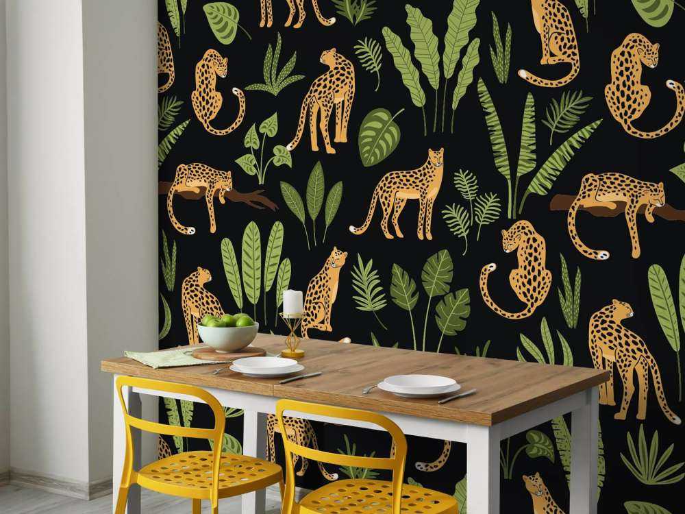 Wzór lamparta na czarnym tle