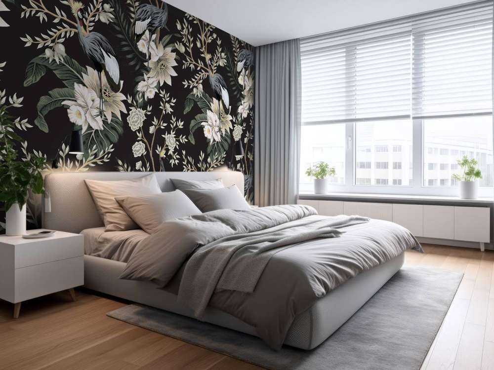 Żurawie między liśćmi