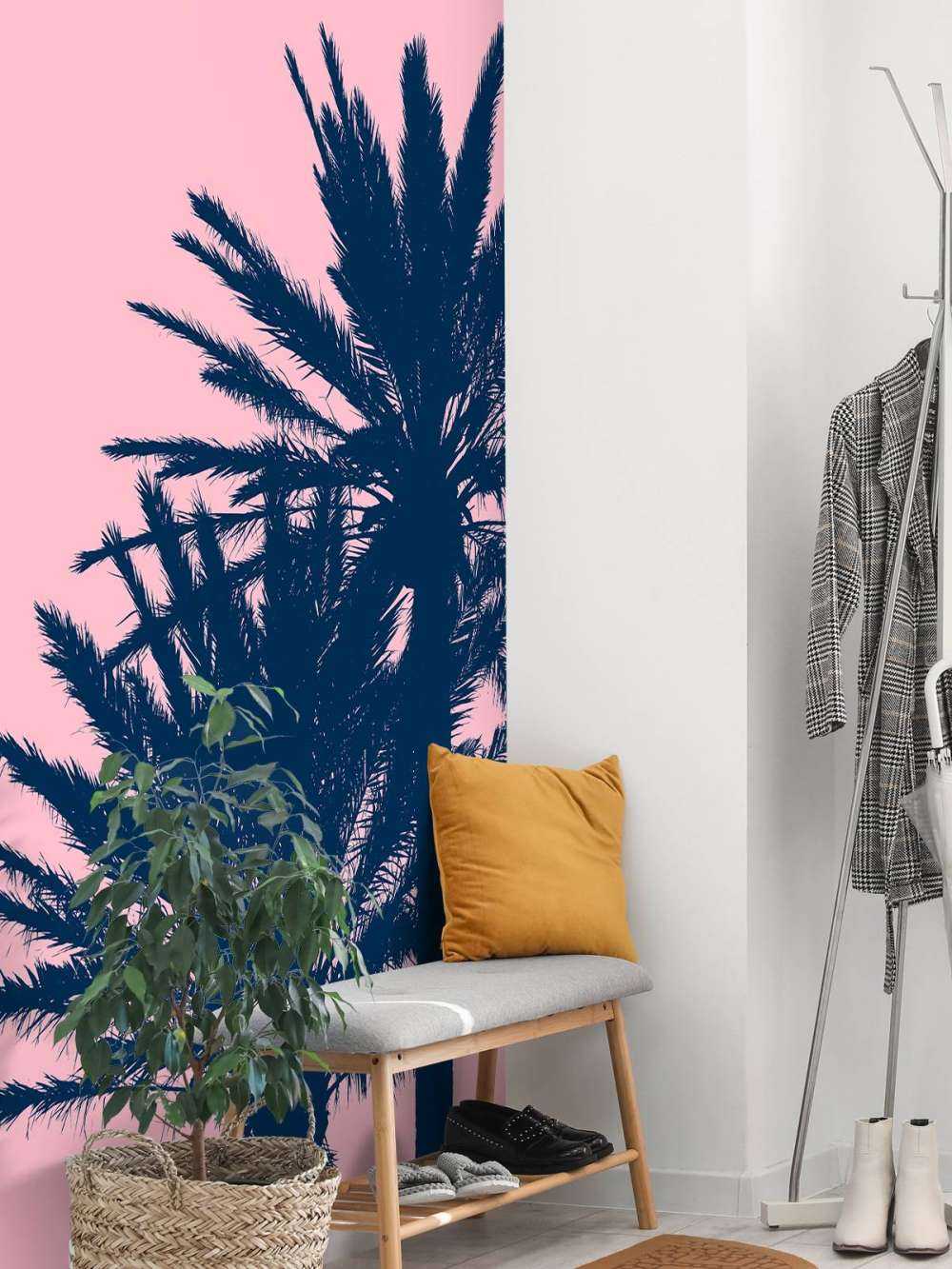 Palmy na różowym tle