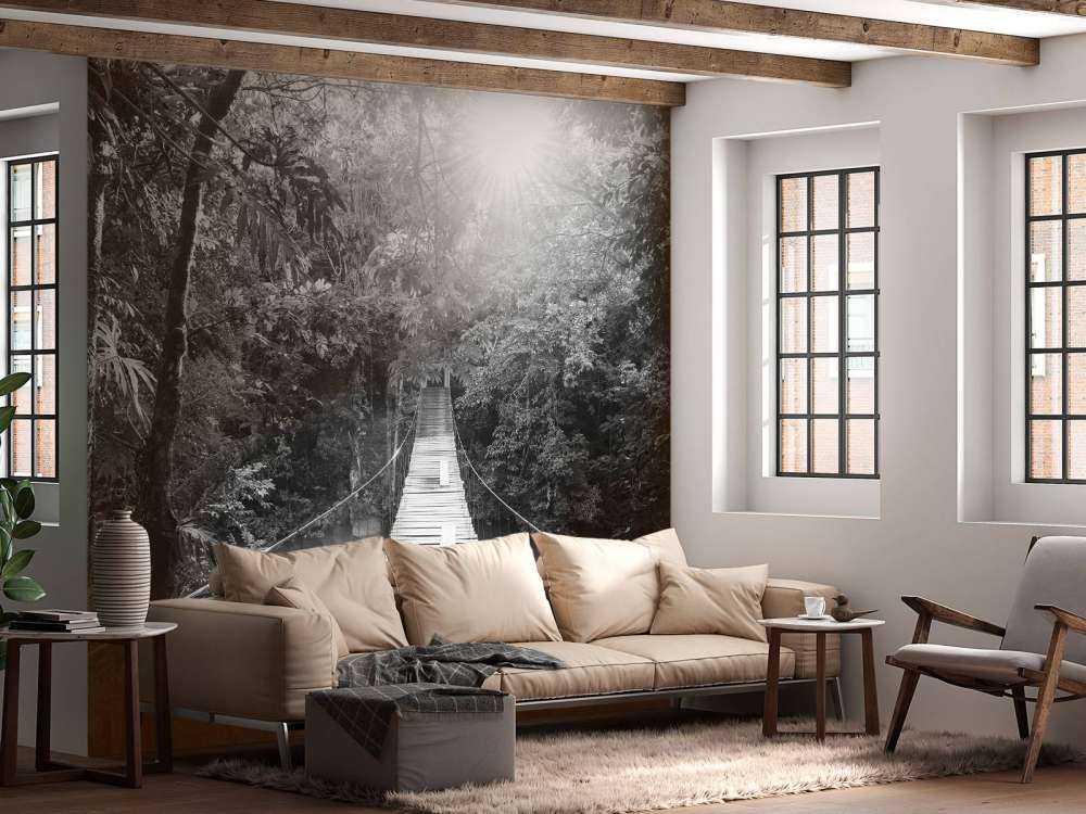 Most wiszący czarny i biały