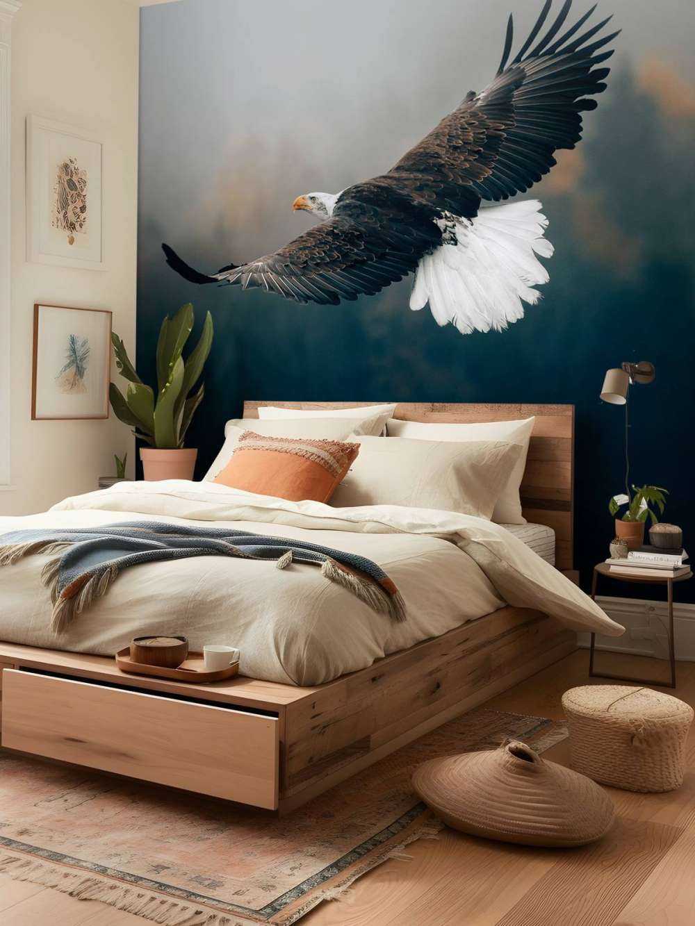 Orzeł przedni nad lasem