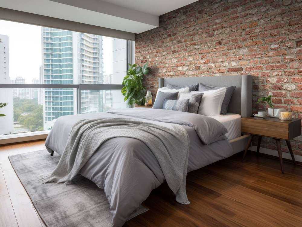 Ściana z różnokolorowymi cegłami