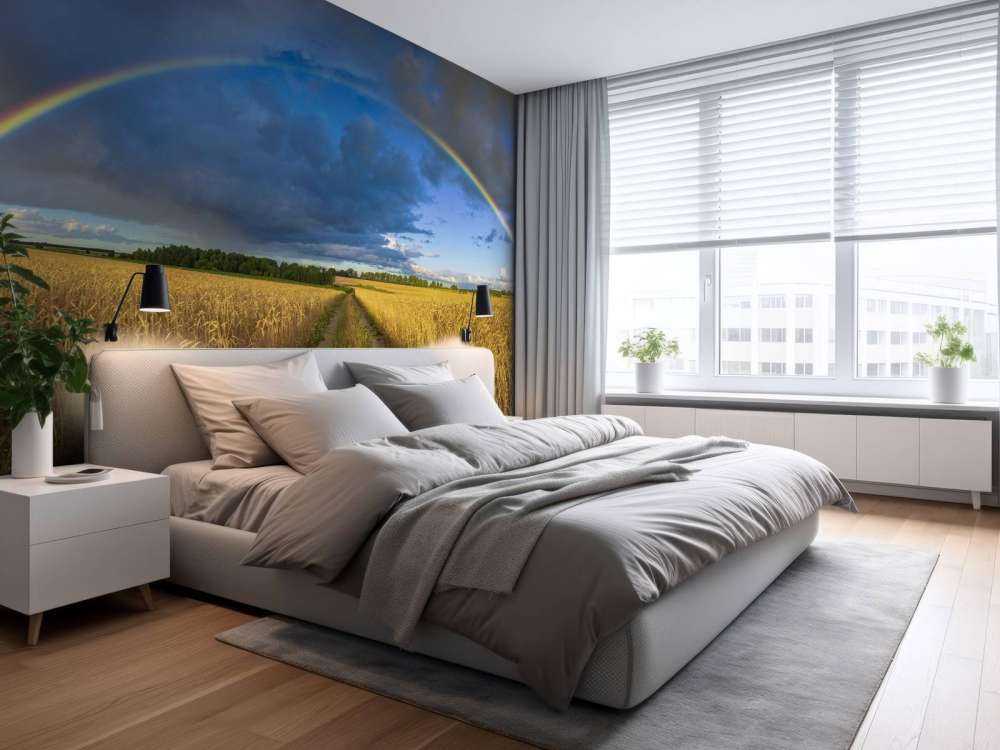 Tęcza nad polem pszenicy