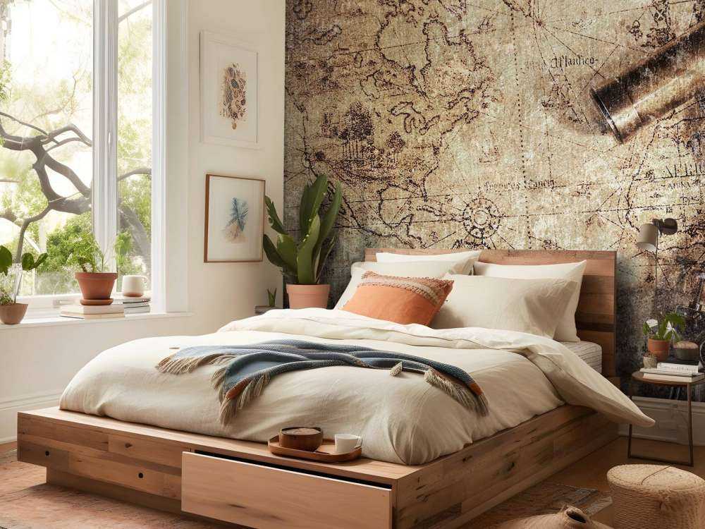 Mapa świata z kompasem