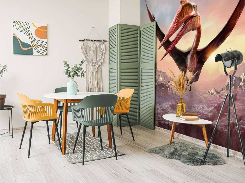 Quetzalcoatlus lecący nad górami