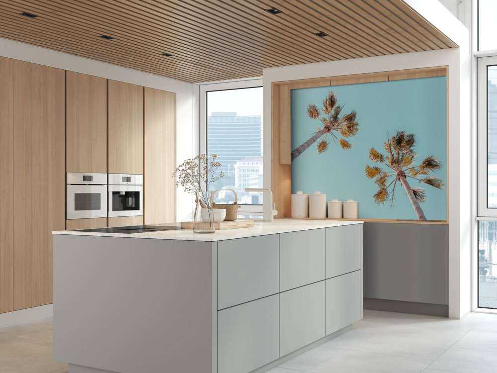 Palmy z niebieskim niebem