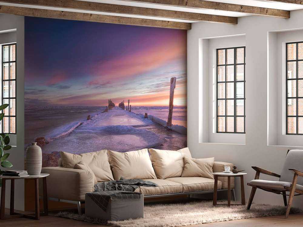 Głowice kijów na zamarzniętym Morzu Bałtyckim