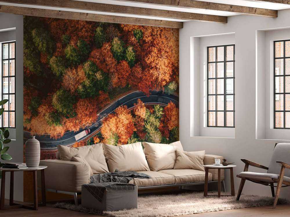 Droga wijąca się z ciężarówką