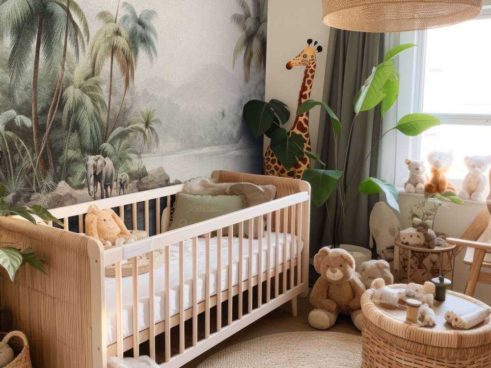 Krajobraz dżungli ze zwierzętami w kolorze