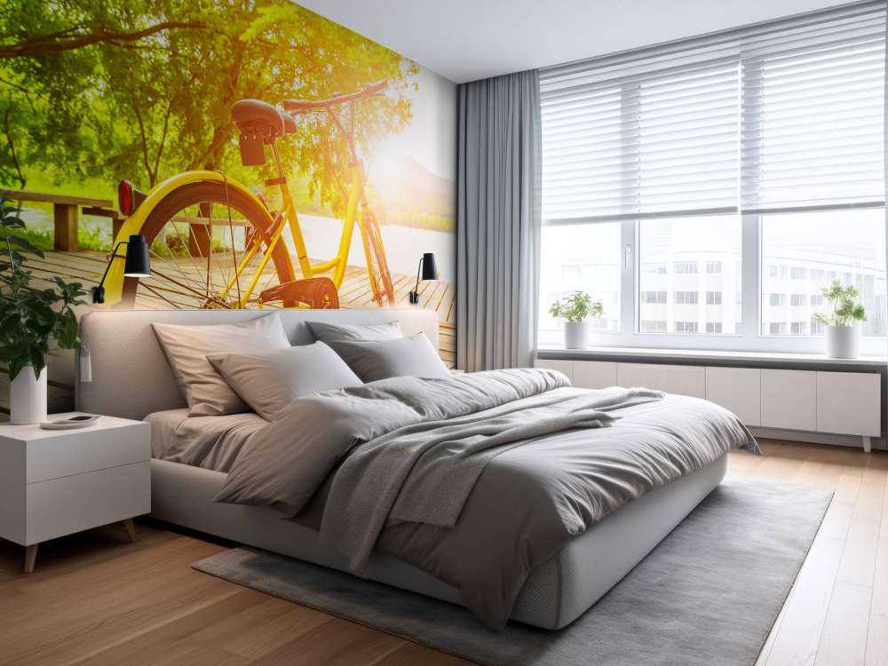 Żółty rower na molo