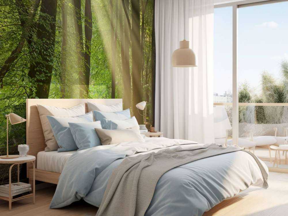 Harfy słoneczne w lesie