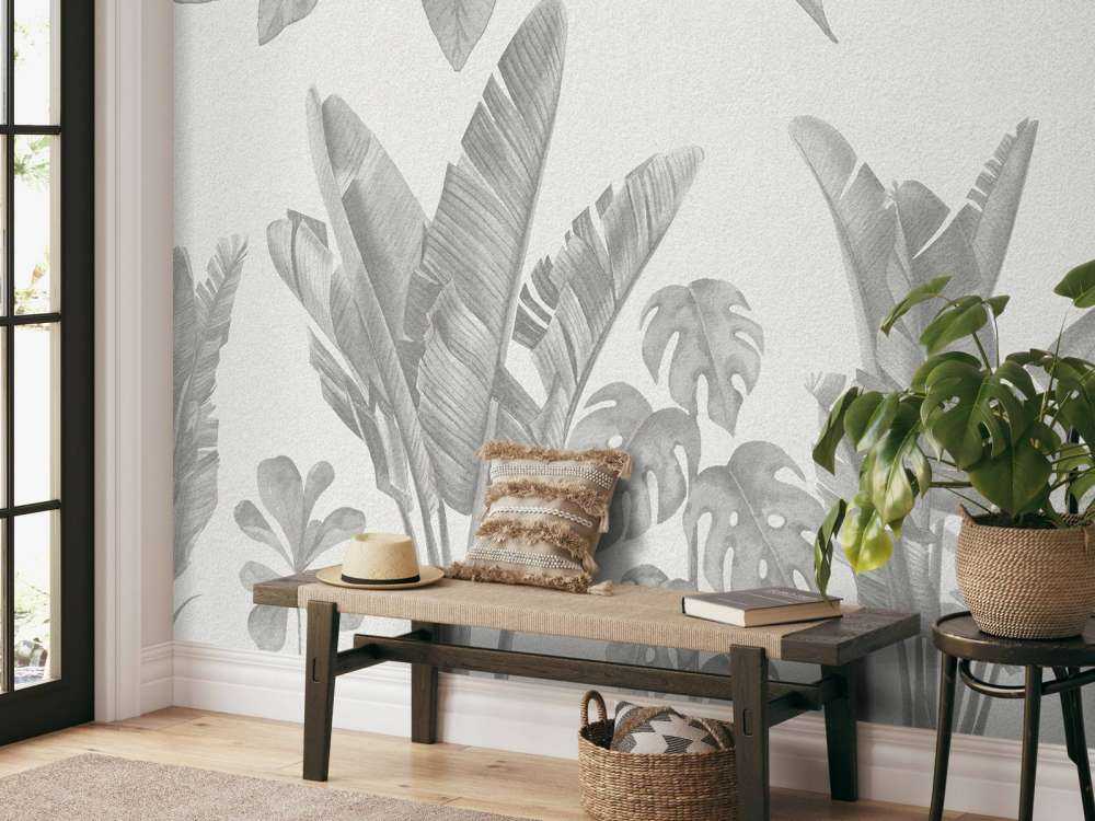 Rośliny dżungli w odcieniach szarości