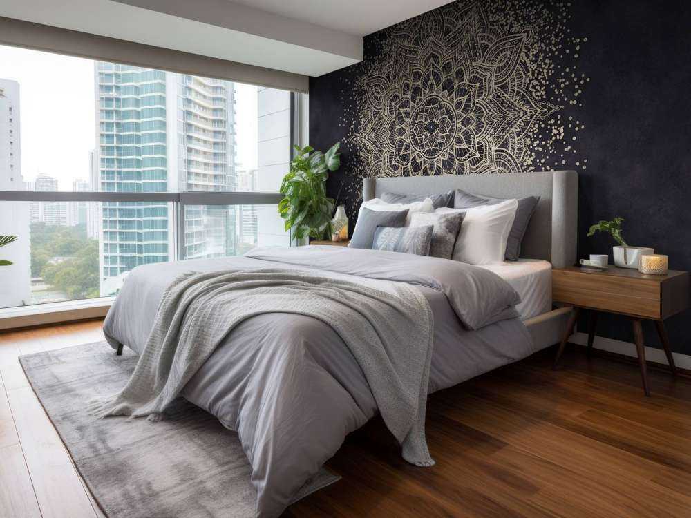 Golden Sparkling Mandala - ciemny granatowy