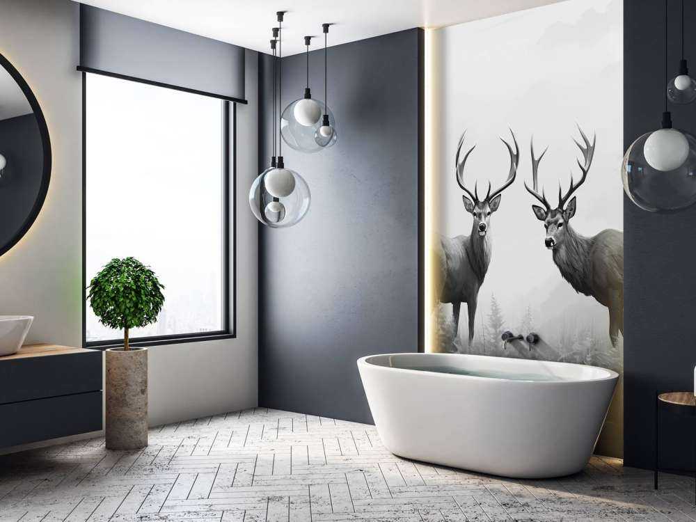 Symetria jelenia mglistego lasu