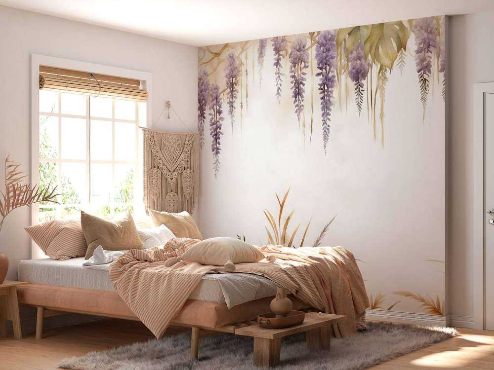 Wisteria i trawy polne niebieskie