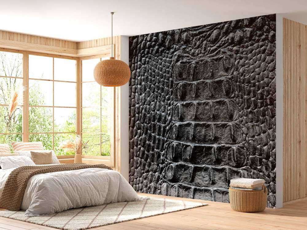 Skóra krokodyla w kolorze czarnym