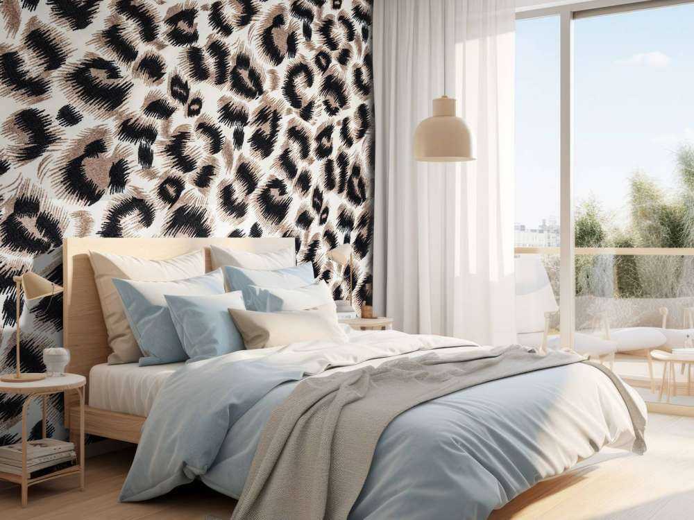 Futro pantery w kolorze beżowym