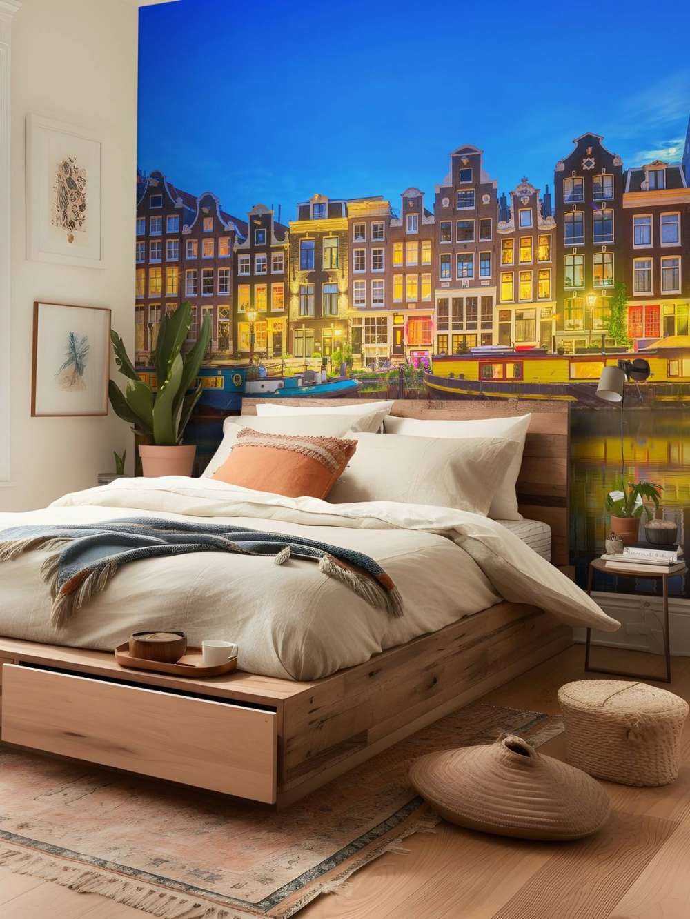 Kanał amsterdamski w nocy