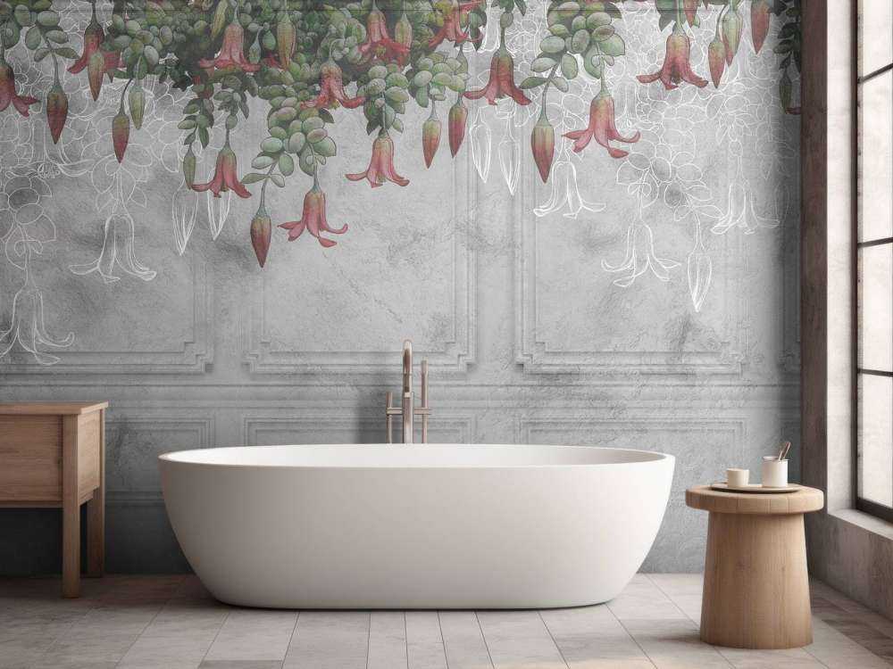 Klasyczna szara boazeria w kwiaty