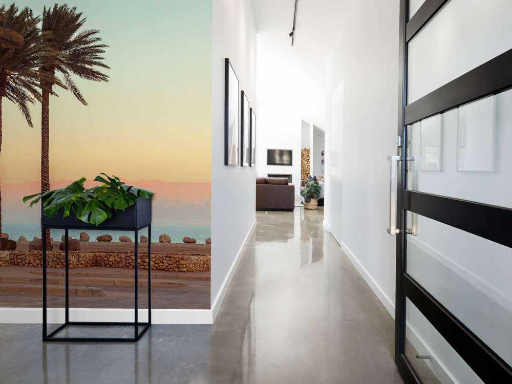 Palmy o zachodzie słońca