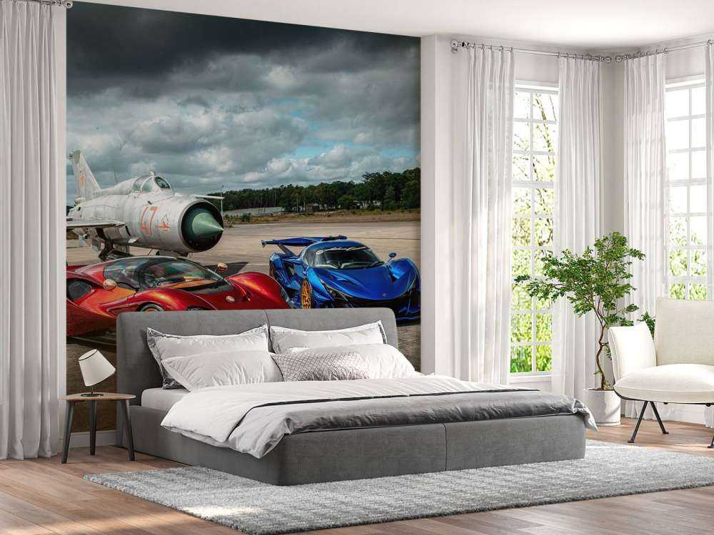 Superauta przy myśliwcu