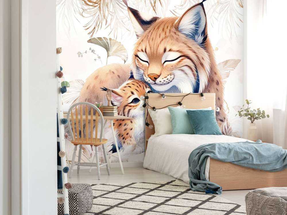 Kochająca ryś z młodym