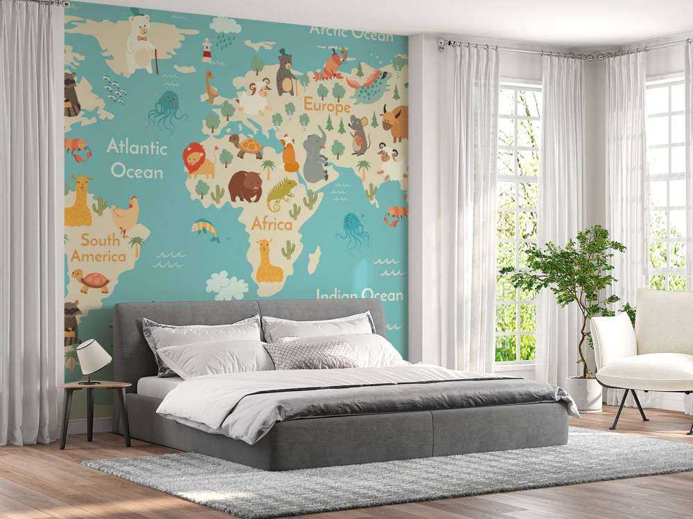 Mapa świata ze zwierzętami