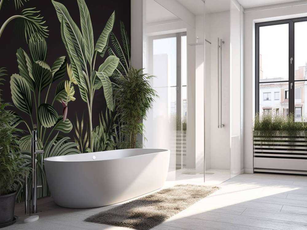 Tropikalna palma na ciemnym tle