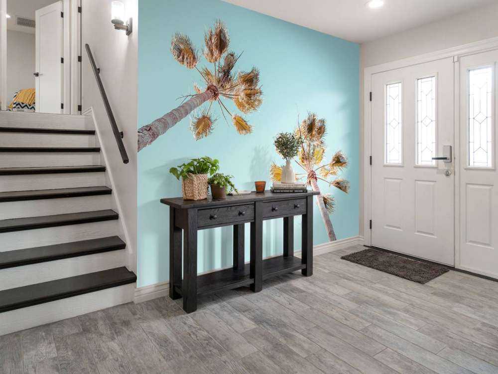 Palmy z niebieskim niebem