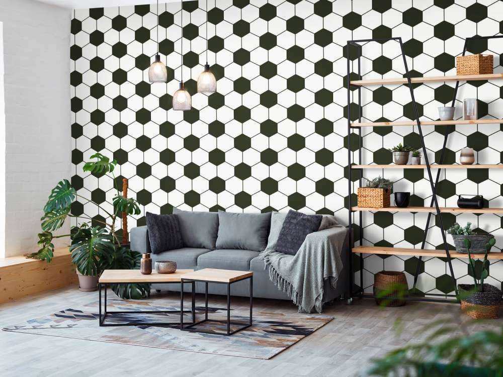 Czarno-białe wielokąty geometryczne w kolorze czarnym i białym